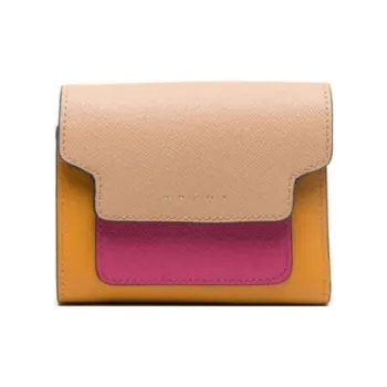 MARNI Cow Leather Wallet Women's Orange/Purple/Beige