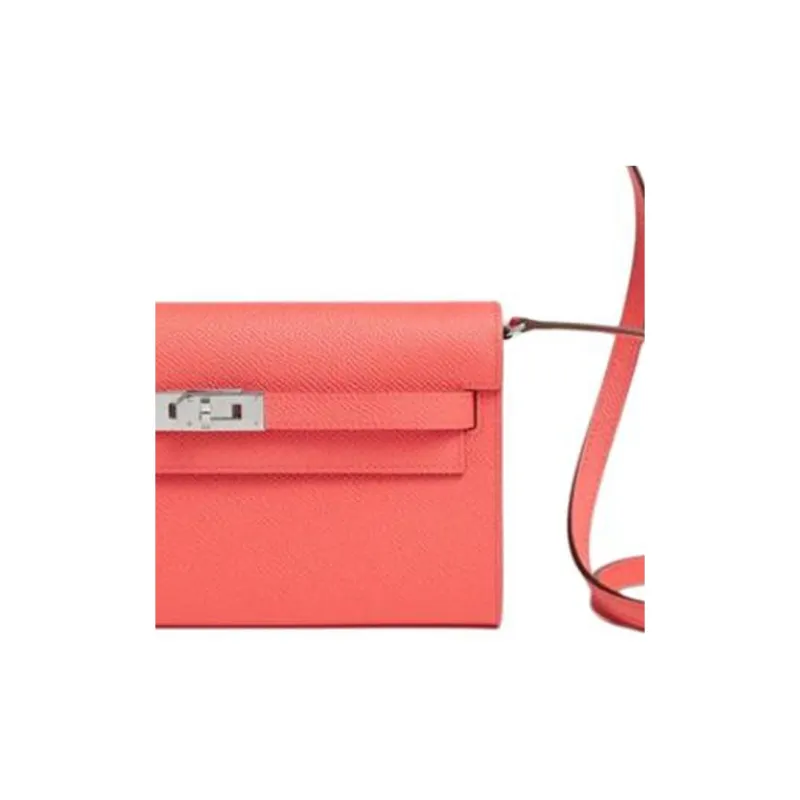 HERMES Kelly To Go Epsom Leather Handheld Shoulder Bag Crossbody Bag Women's Rose Red Blush-3