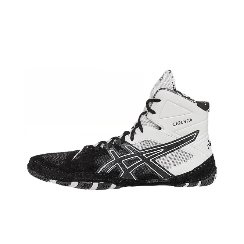 Asics Breathable Lightweight Wear-Resistant Slip-Resistant High-Top Running Shoes Men's Black White-0