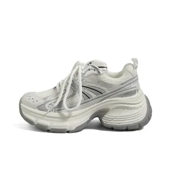 DOLIN COLLECTION Chunky Sneakers Women's Low Top Pearl White, Champagne Gold
