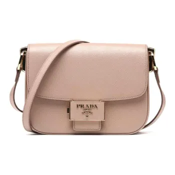 PRADA Genuine Leather Shoulder Bag Crossbody Bag Women's Nude