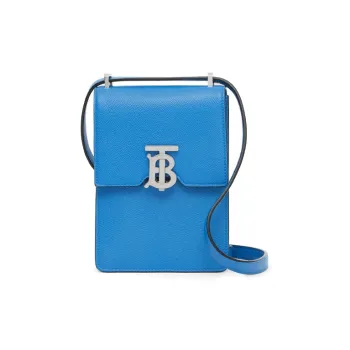 Burberry Robin Leather Shoulder Bag Crossbody Bag Cell Phone Pouch Women's Blue