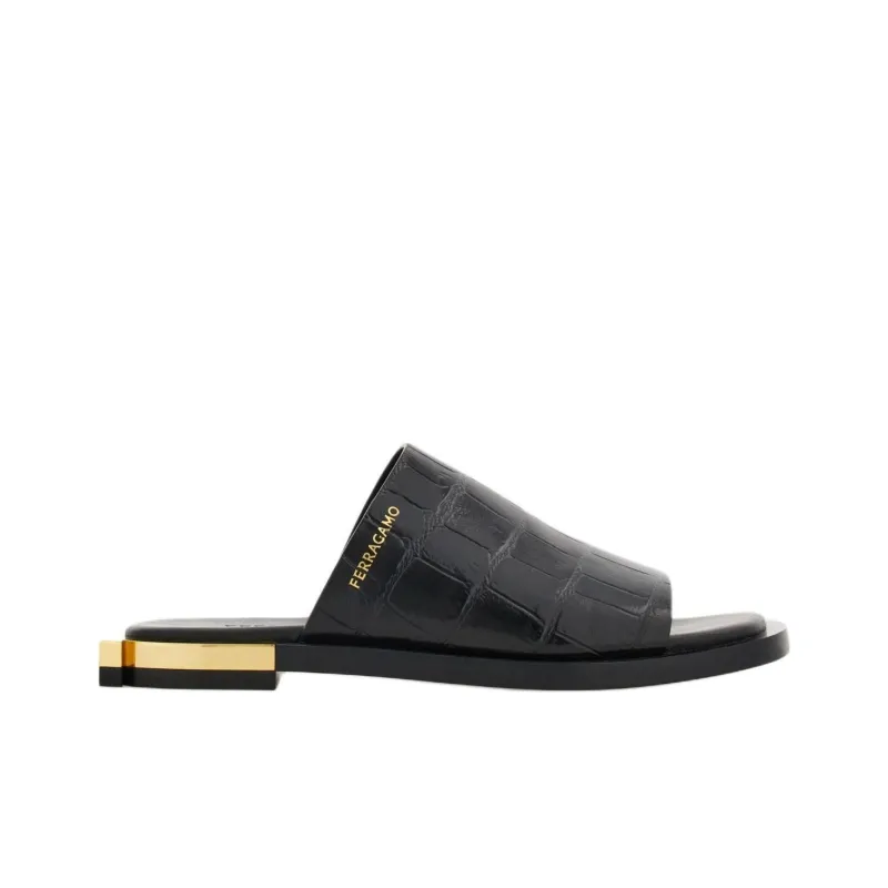 FERRAGAMO Gancini-heel Leather Mules-1
