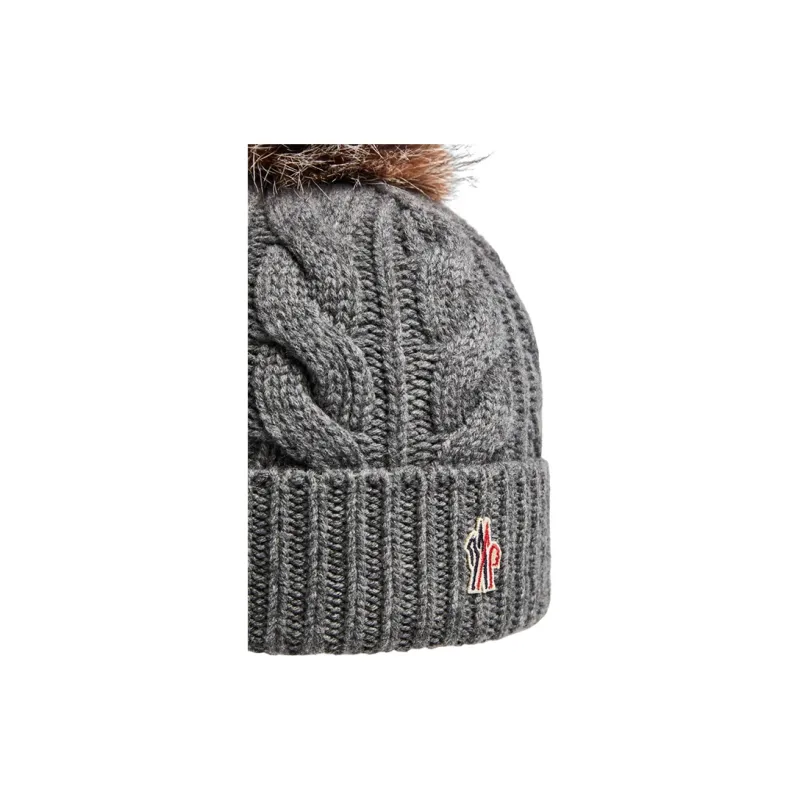 Moncler Wool Cashmere Blend Beanies Women's Gray-3