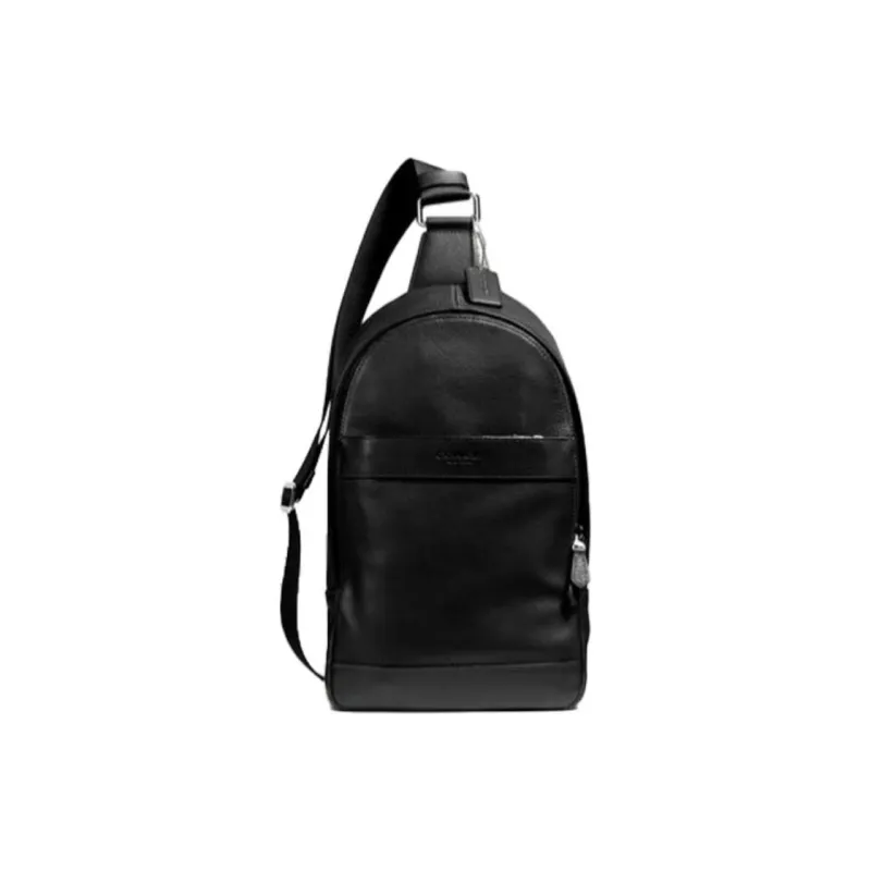 COACH Charles Pebbled Leather Shoulder Bag Small Size Men's Black-0