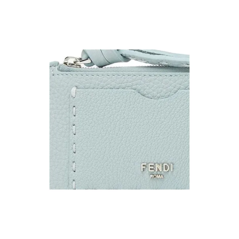 FENDI Peekaboo Calfskin Card Holder Women's Light Blue-3