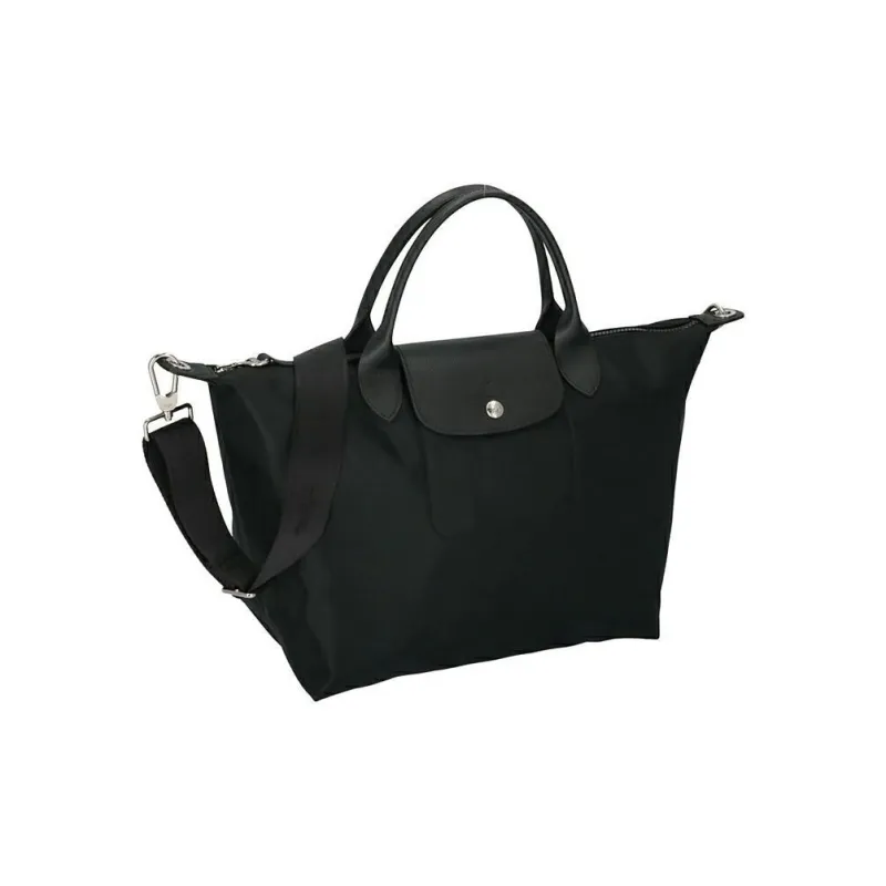 LONGCHAMP Le Pliage Néo Polyamide Canvas With Leather Shoulder Bag Dumpling Bag Handbag Medium Size Men's Black-1