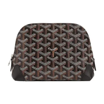 GOYARD Vendôme Canvas With Calfskin Dog's Teeth Makeup Bag Women's Black