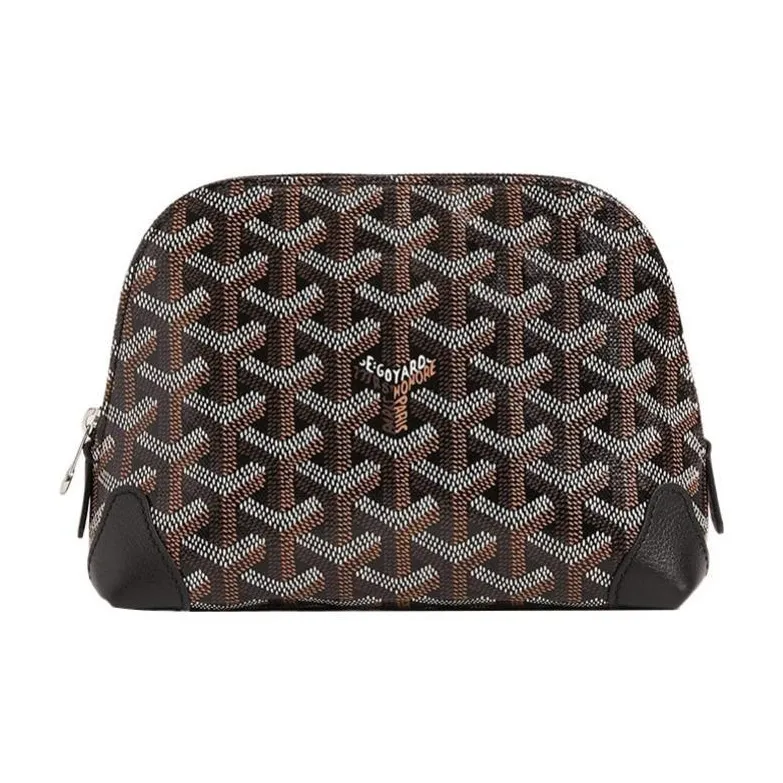 GOYARD Vendôme Canvas With Calfskin Dog's Teeth Makeup Bag Women's Black-0