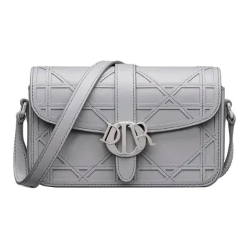 DIOR Cannage Cosmo Leather Shoulder Bag Crossbody Bag Mini Men's Gray
