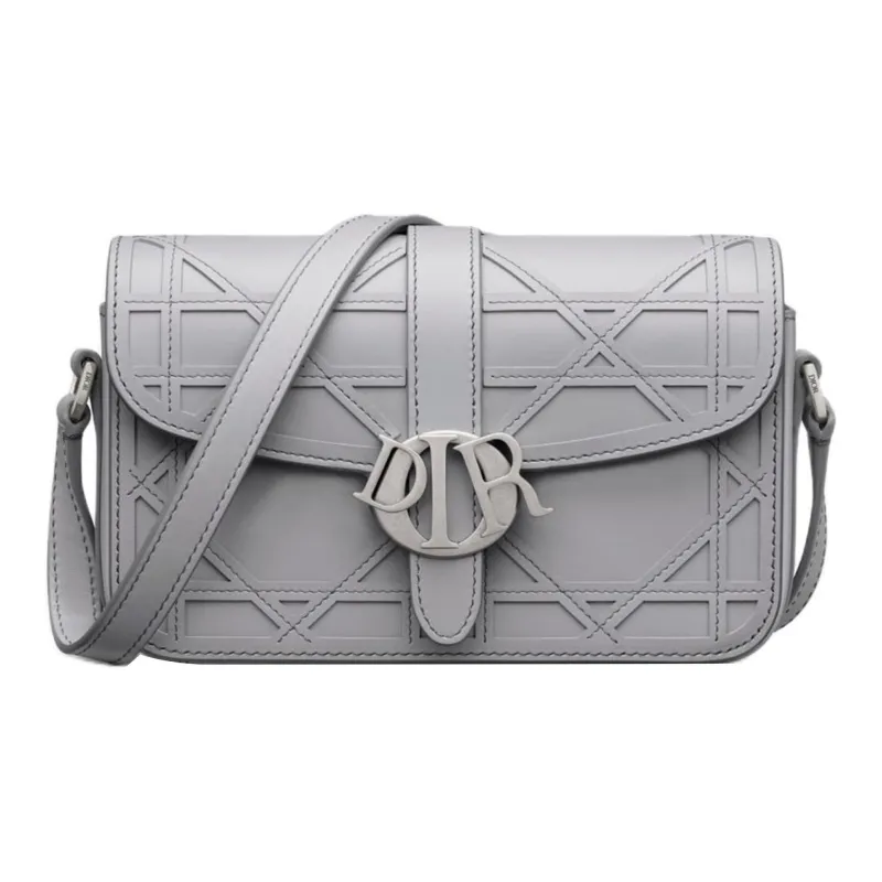 DIOR Cannage Cosmo Leather Shoulder Bag Crossbody Bag Mini Men's Gray-0