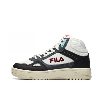 FILA Glory Mid Cushioning Anti Slip And Wear Resistant High Top Vintage Basketball Shoes Women's Black White