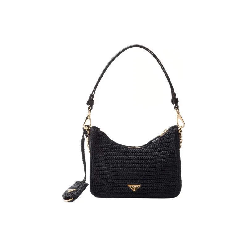 PRADA Re-Edition Leather Controller Handbag Shoulder Bag Women's Black-4