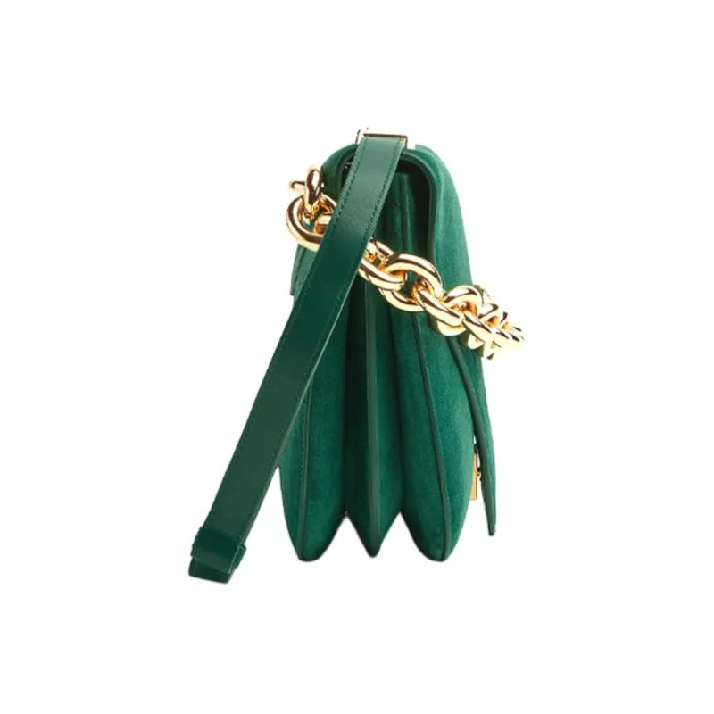 Bottega Veneta Suede Shoulder Bag Women's Dark Green-1