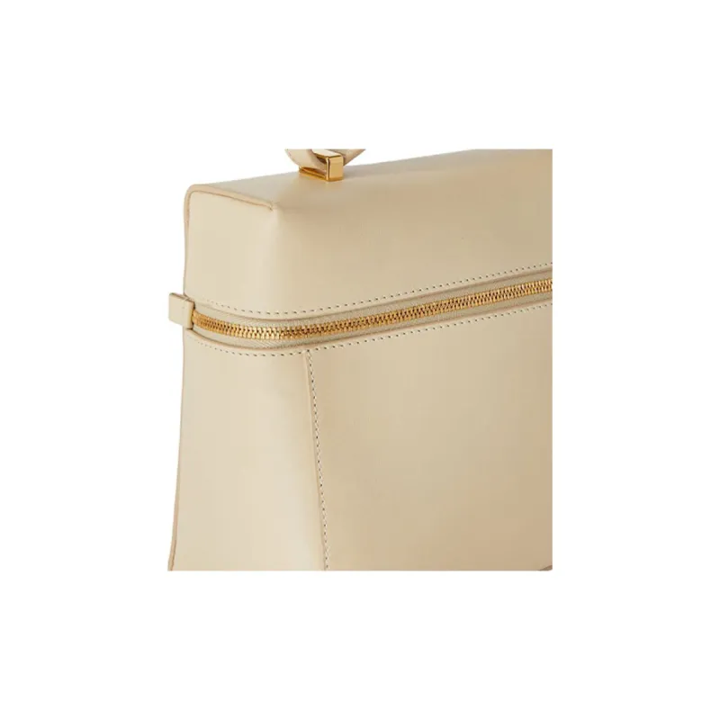 Loro Piana Extra Bag Cow Leather Shoulder Bag Crossbody Bag Handbag Women's White-6