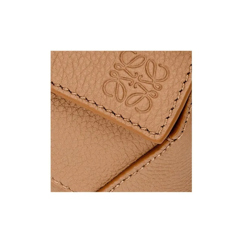 LOEWE Puzzle Soft Grained Calfskin Puzzle Bag Shoulder Bag Crossbody Bag Handbag Mini Women's Toffee Color-5
