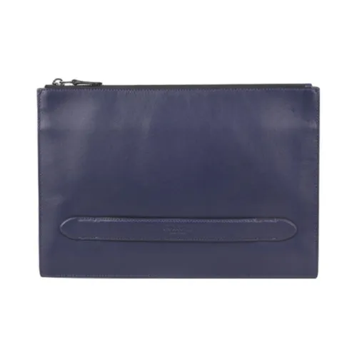COACH Manhattan Calfskin Clutch Large Size Men's Dark Blue