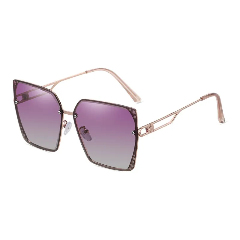 Thunder Pailong Metal Square Sunglasses Women's-3
