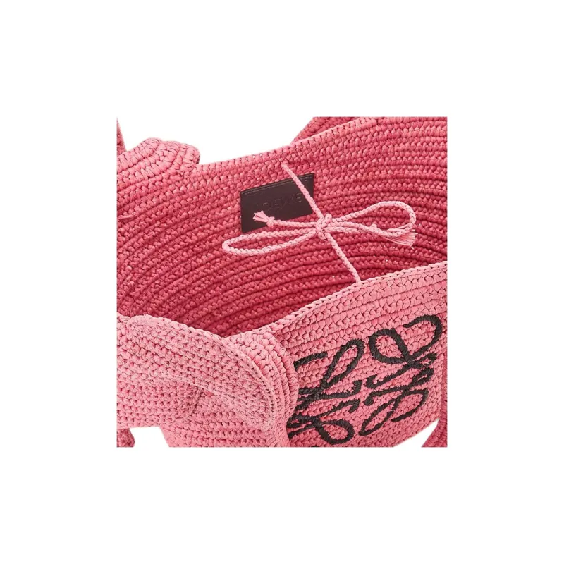 LOEWE Raffia Fiber Crossbody Handbag Small Size Women's Sunset Pink-3
