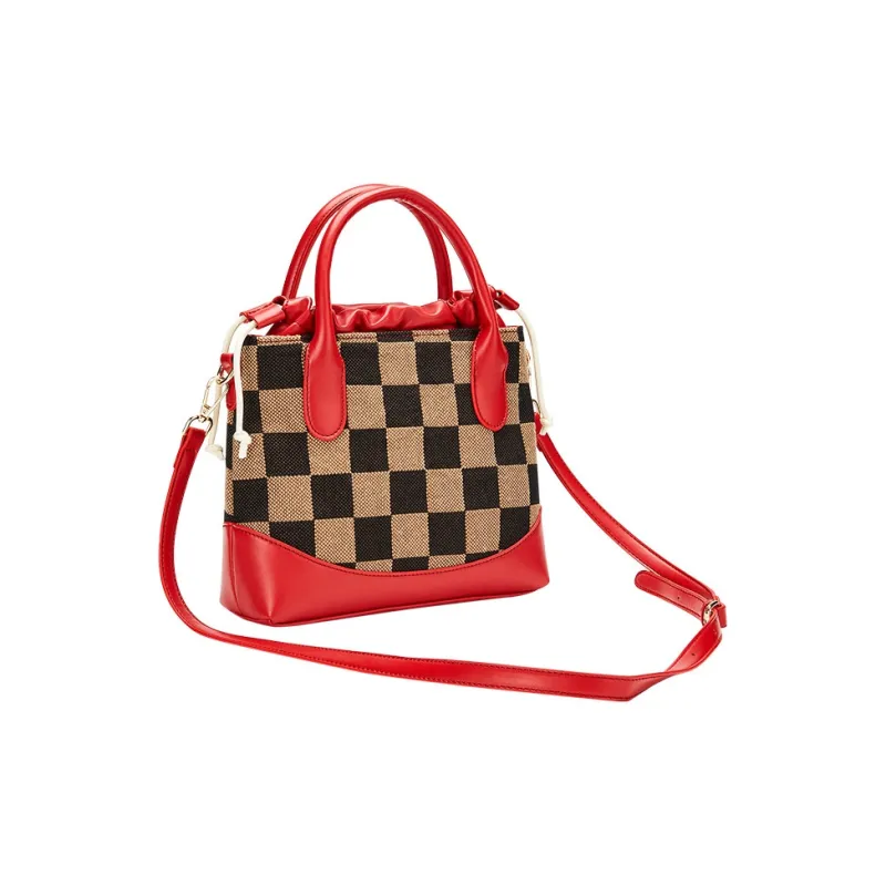 JANE KLAIN Synthetic Leather Patchwork Fabric Crossbody Bag Regular Women's White/Black/Red-18