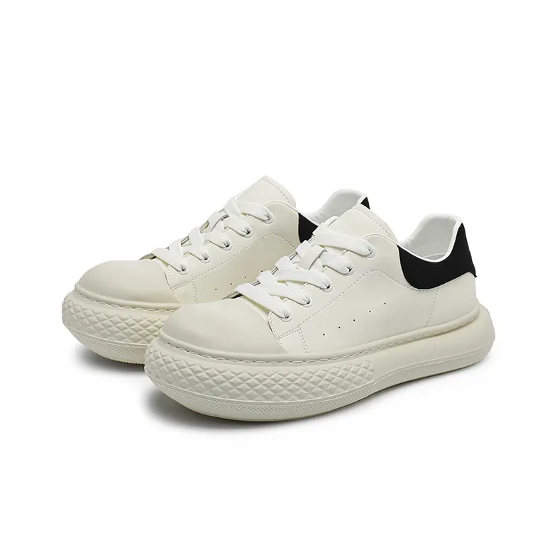 Angelmi Wear resistant And Lightweight Low Top Skateboard Shoes Men's White-1