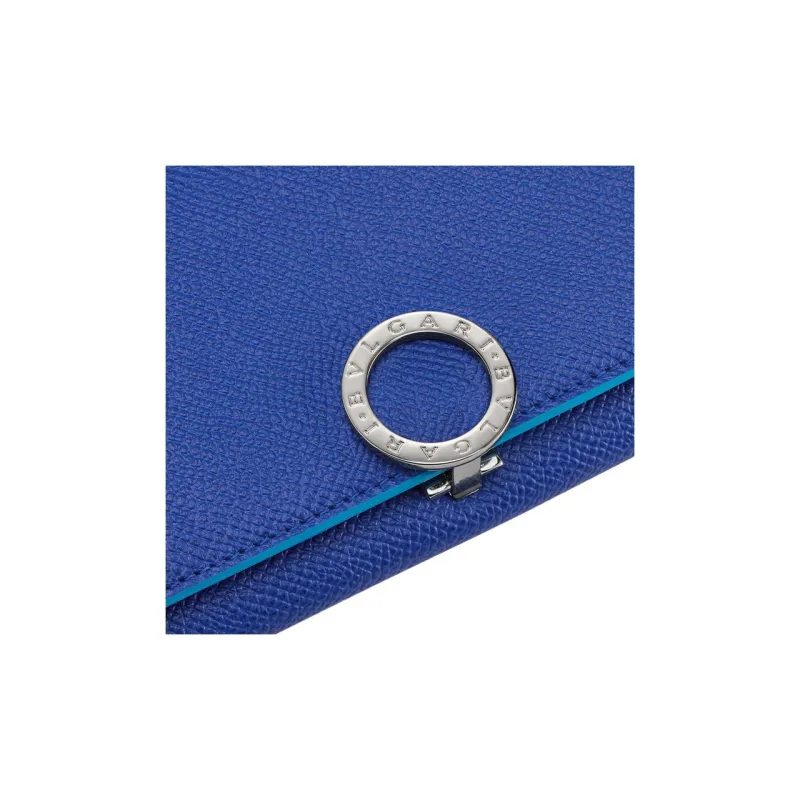 BVLGARI Bulgari Clip Calfskin Wallet Large Size Women's Blue-3