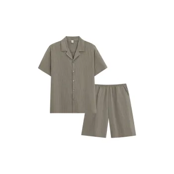 Sha Qian Pajama Set Summer Men's Gray Green