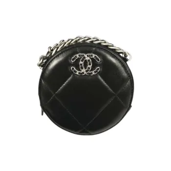 CHANEL 19Bag Lambskin Round Bag Evening Party Bag Handheld Shoulder Bag Crossbody Bag Women's Black