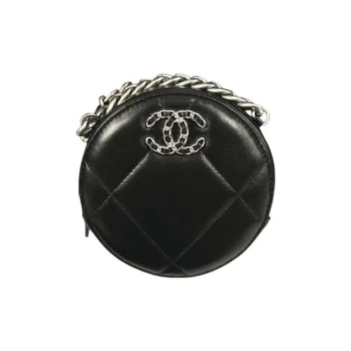 CHANEL 19Bag Lambskin Round Bag Evening Party Bag Handheld Shoulder Bag Crossbody Bag Women's Black