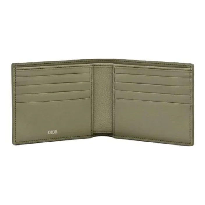 DIOR Grained Calfskin Wallet Men's Green-4
