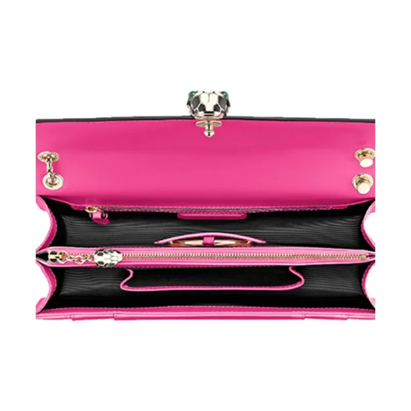 BVLGARI Serpenti Forever Calfskin Crossbody Bag, Shoulder Bag Women's Fuchsia-4
