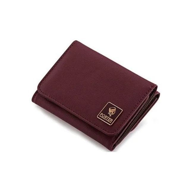 PORTER Ounce Cotton With PU And Canvas Coin Purse Unisex Dark Red-1