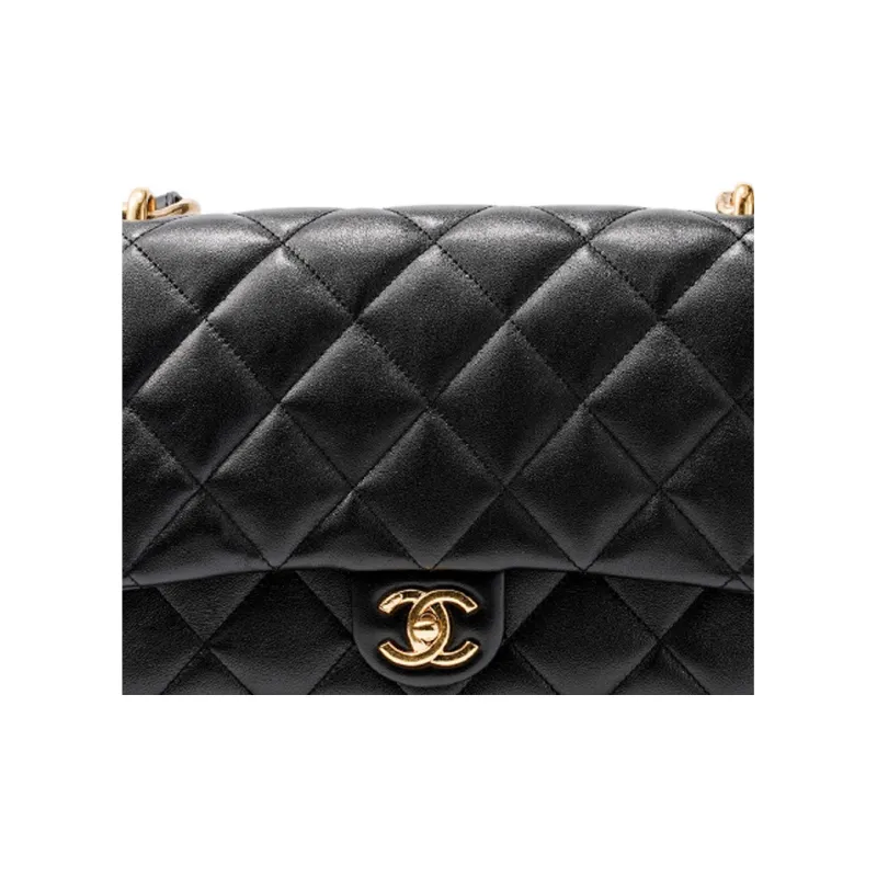 CHANEL Sheepskin Flap Bag Handbag, Shoulder Bag, Crossbody Bag Tubas Women's Black-4