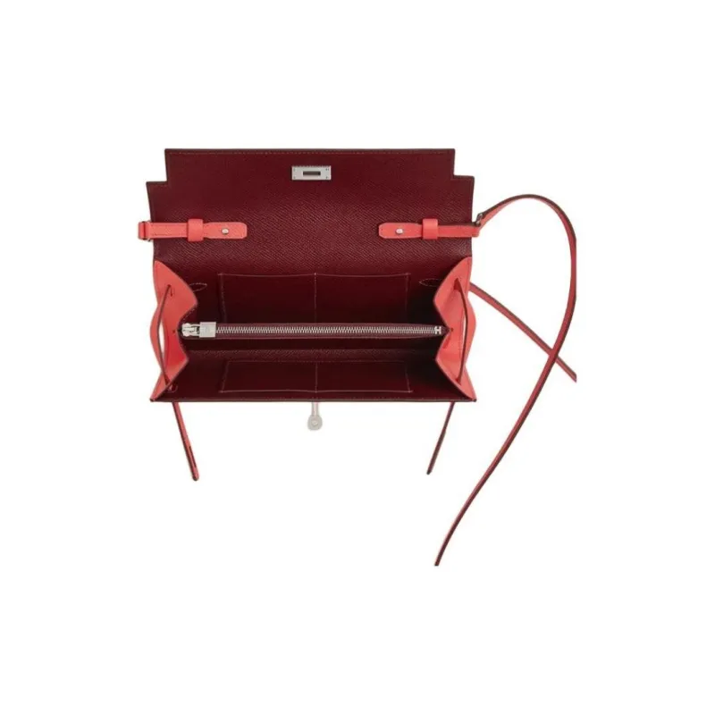 HERMES Kelly To Go Epsom Leather Handheld Shoulder Bag Crossbody Bag Women's Rose Red Blush-2