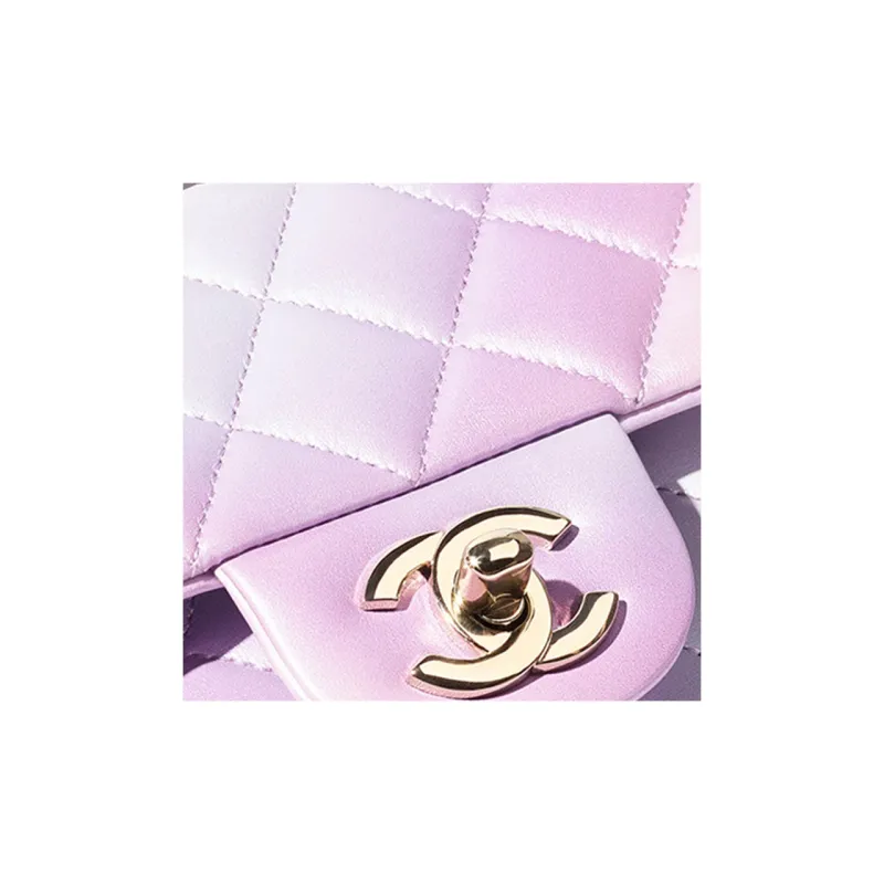CHANEL Classic Flap CF Dyed Calfskin Shoulder Bag, Crossbody Bag Women's Purple & Blue & Pink-2