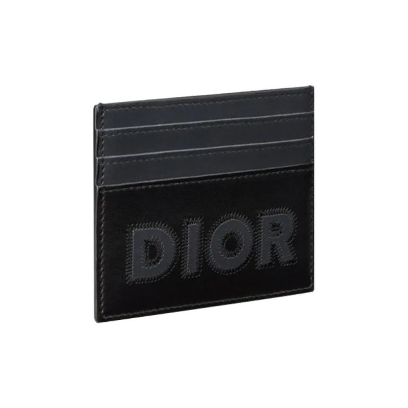 DIOR Smooth Cow Leather Card Holder Men's Dark Gray-1