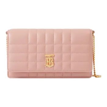 Burberry Lola Lola Bag Lambskin One Shoulder Crossbody Clutches Women's Dark Pink