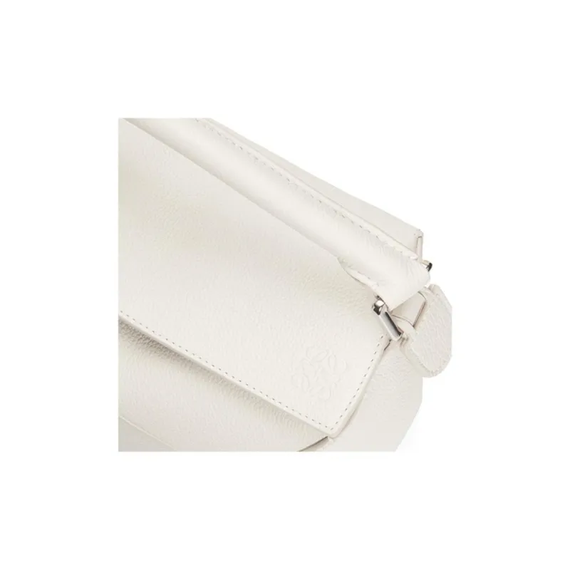 LOEWE Puzzle Soft Grain Calfskin Shoulder Bag, Crossbody Bag, Handbag Trumpets Women's White-5