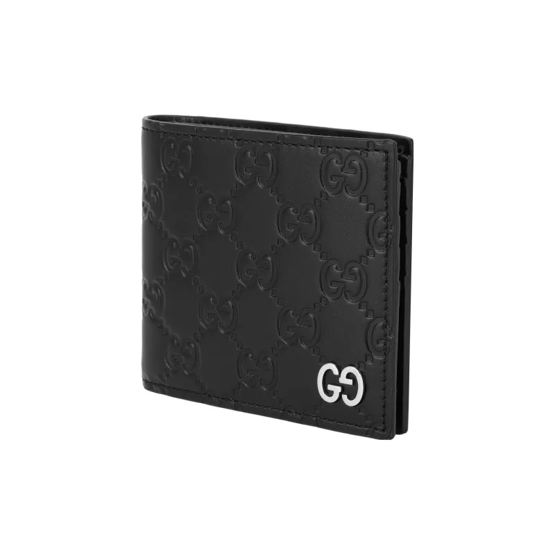 GUCCI Embossed Leather Wallet Men's Black-1