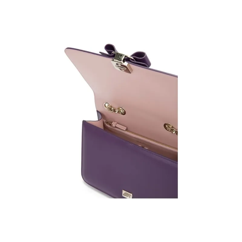 FERRAGAMO Leather Crossbody Bag Shoulder Bag Regular Women's Purple-3