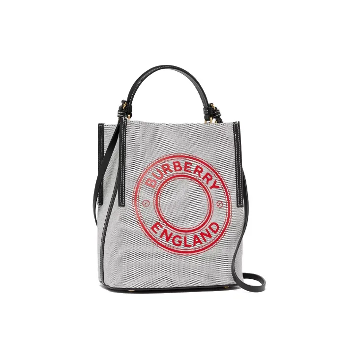 Burberry Canvas Canvas Bag Peggy Bucket Bag Crossbody Handbag Shoulder Bag Small Size Women's Black/Fire Red-1