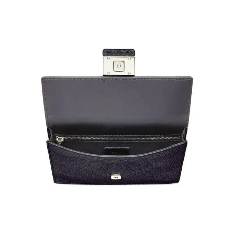 FENDI Baguette Leather Baguette Bag, Clutch, Crossbody Bag, Shoulder Bag Men's Black-3
