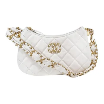 CHANEL Cow Leather Shoulder Bag, Hobo Bag, Handbag Women's White