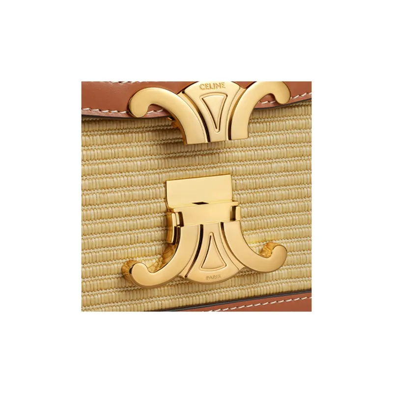 CELINE Plant Material Effect With Fabric And Cow Leather Shoulder Bag, Crossbody Bag Women's Natural & Tan-3