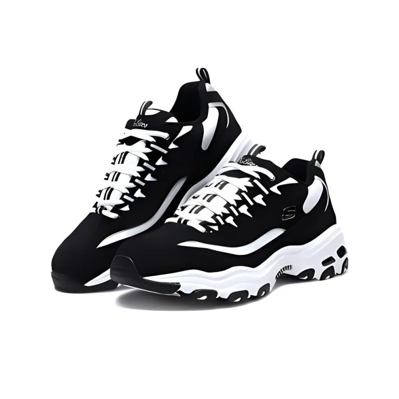 Skechers D'LITES 1.0 Panda Shoes Anti-Slip And Wear-Resistant Breathable Low-Top Chunky Sneakers Men's Black White-3