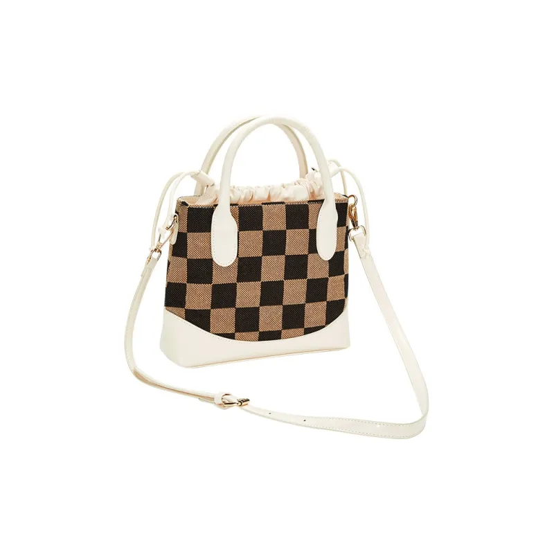 JANE KLAIN Synthetic Leather Patchwork Fabric Crossbody Bag Regular Women's White/Black/Red-2