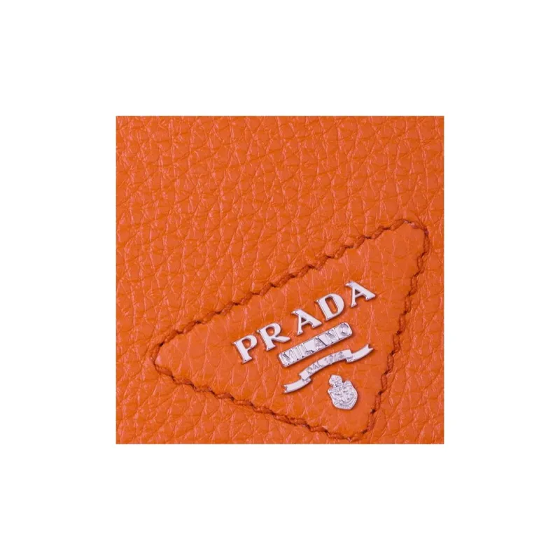PRADA Leather Wallet Women's Orange-4
