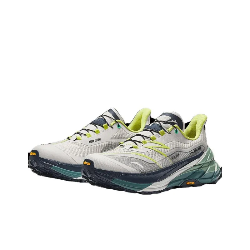 Anta Cushioning Wear Resistant Low Top Running Shoes Men's Gray Yellow-1