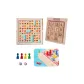 2-in-1 Match-3+Beech Wood 4-Level Numbers Huarong Puzzle (Includes 1 Pc Storage Bag+Spare Grain)