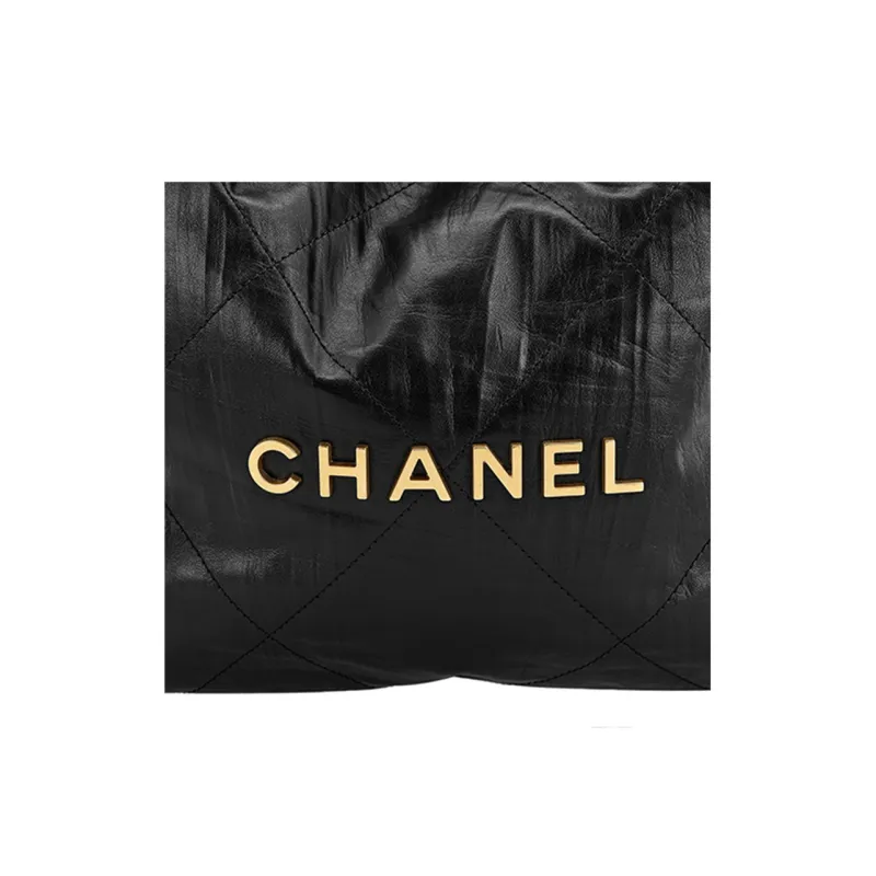 CHANEL 22Bag Wrinkled Cow Leather Bucket Bag, Handbag, Shoulder Bag Women's Black-4